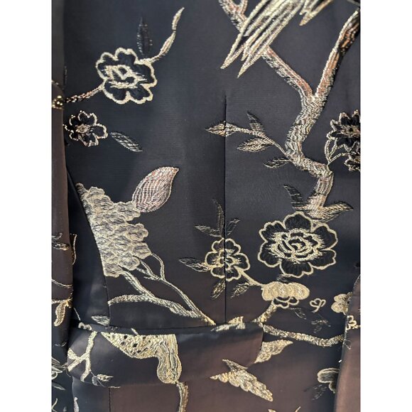 Mens Black & Gold Floral Embroidered Satin Blazer Jacket Size 36 - Picture 3 of 11